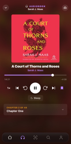 A chaptered audiobook player on the phone